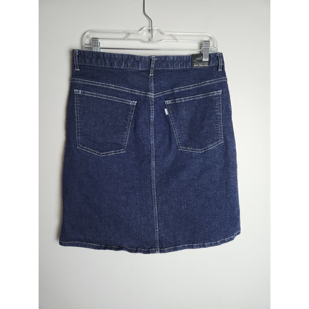 Levi's womens silvertab knee length denim skirt sz L Y2k 80's 90's preppy school - Picture 3 of 8